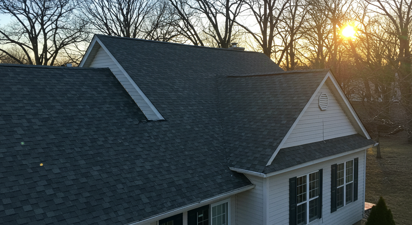 A newly installed architectural asphalt shingle roof on a Collegeville home, showing durability and style.
